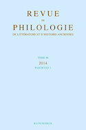 Revue de philologie, de littérature et d'histoire anciennes, v. 88-1